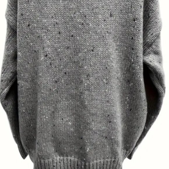 1XL(14) Women's Plus Heathered Long Sleeve Round Neck High Stretch Sweater - Picture 4 of 4